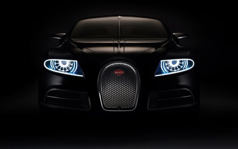 Bugatti Car Front View — Black