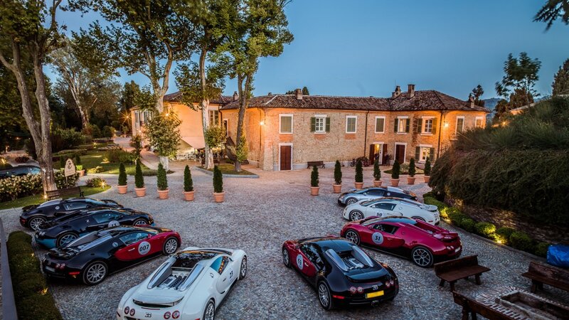 Bugatti Cars in Courtyard — White