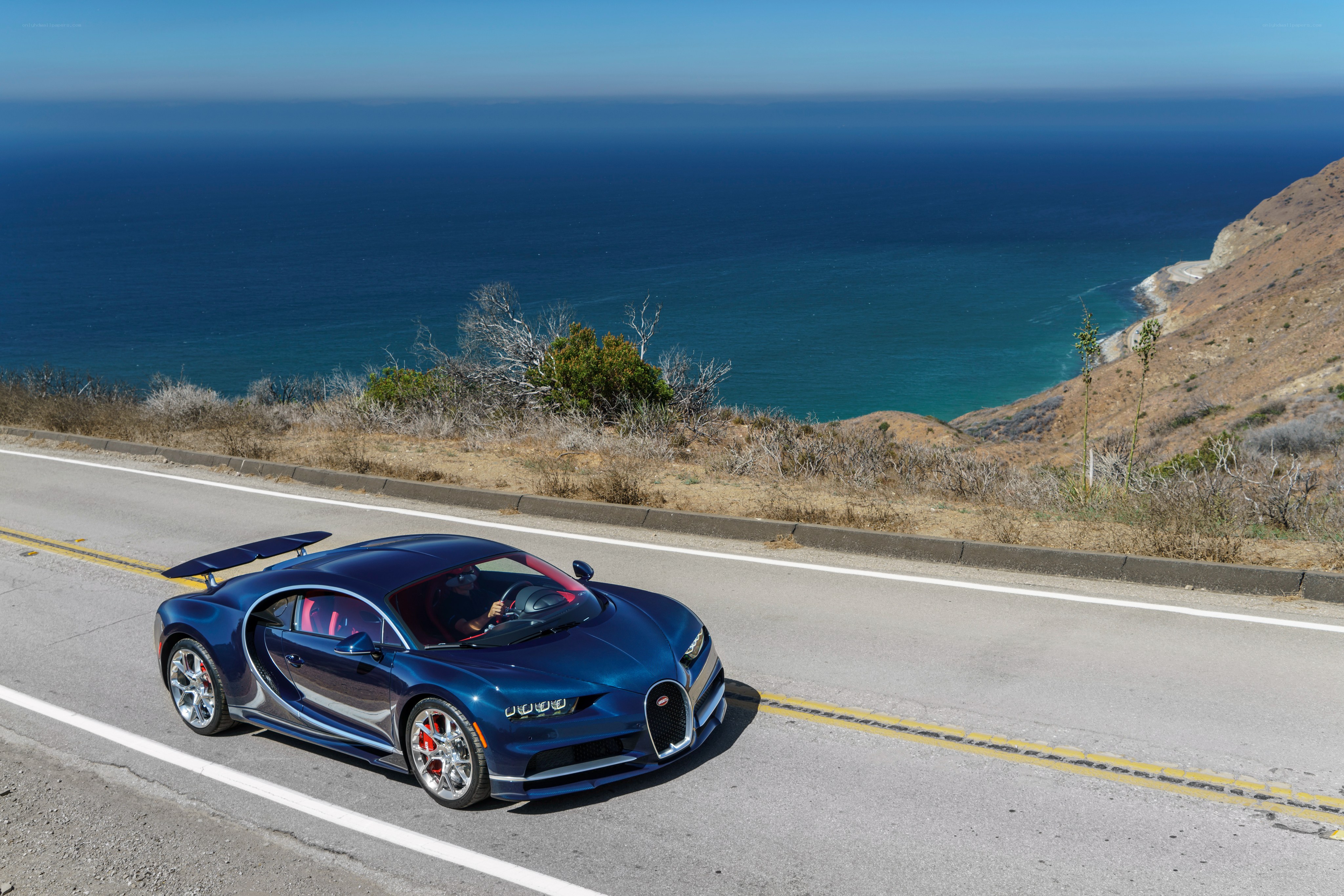 Bugatti Chiron on coastal road