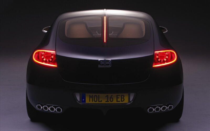 Bugatti Concept Car — Black, Dramatic, Photograph, Taillights