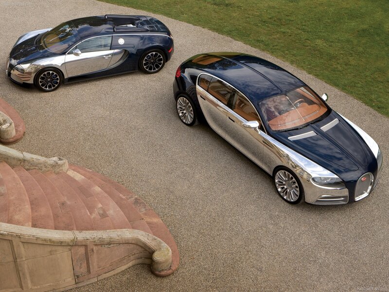 Bugatti concept cars on driveway