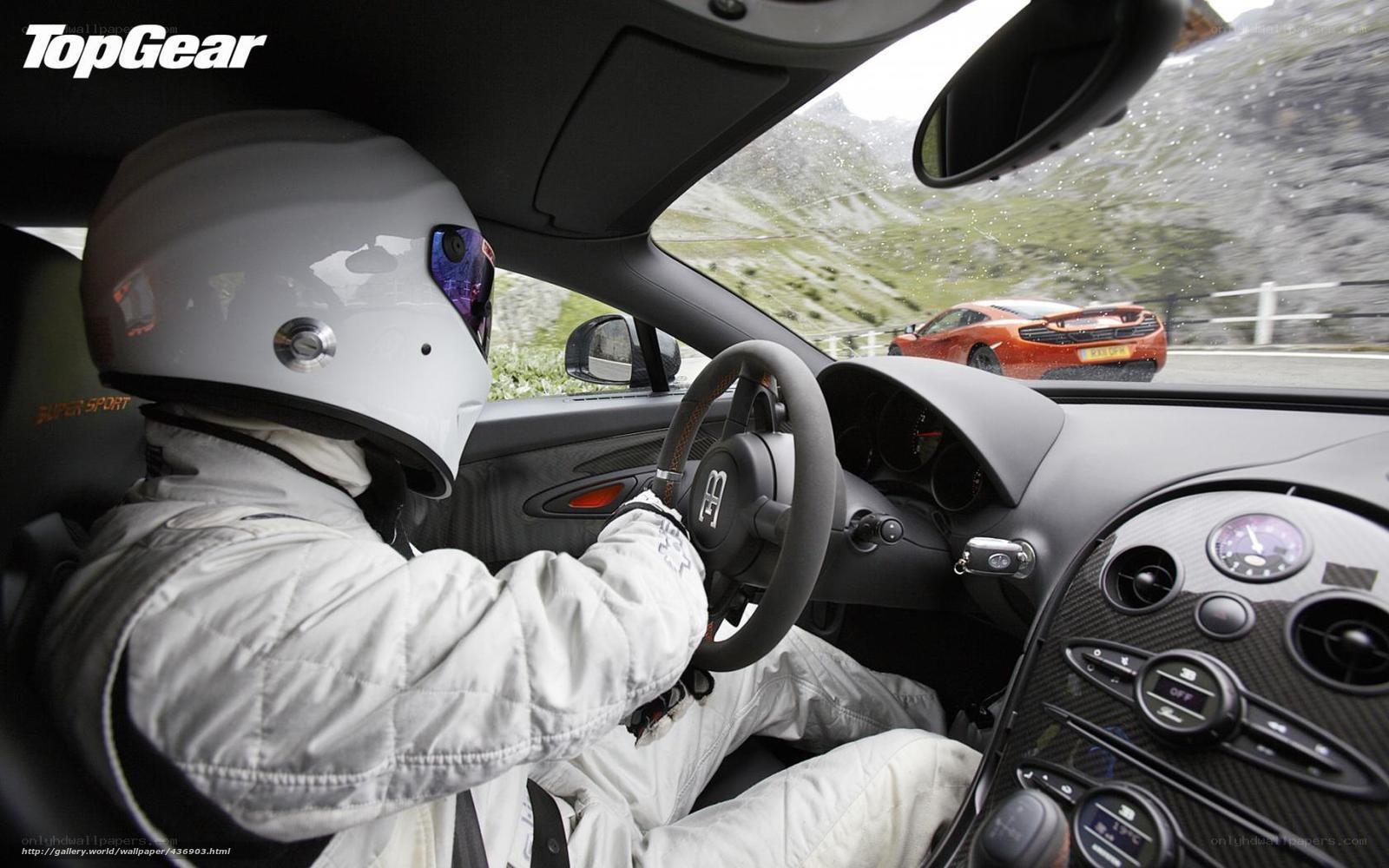 Bugatti driver on mountain road