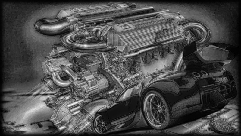 Bugatti Engine and Car