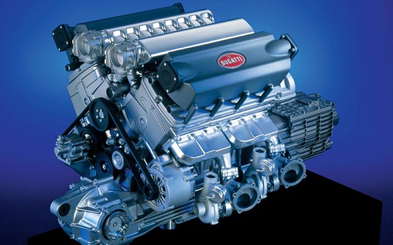 Bugatti Engine — Blue, Dramatic