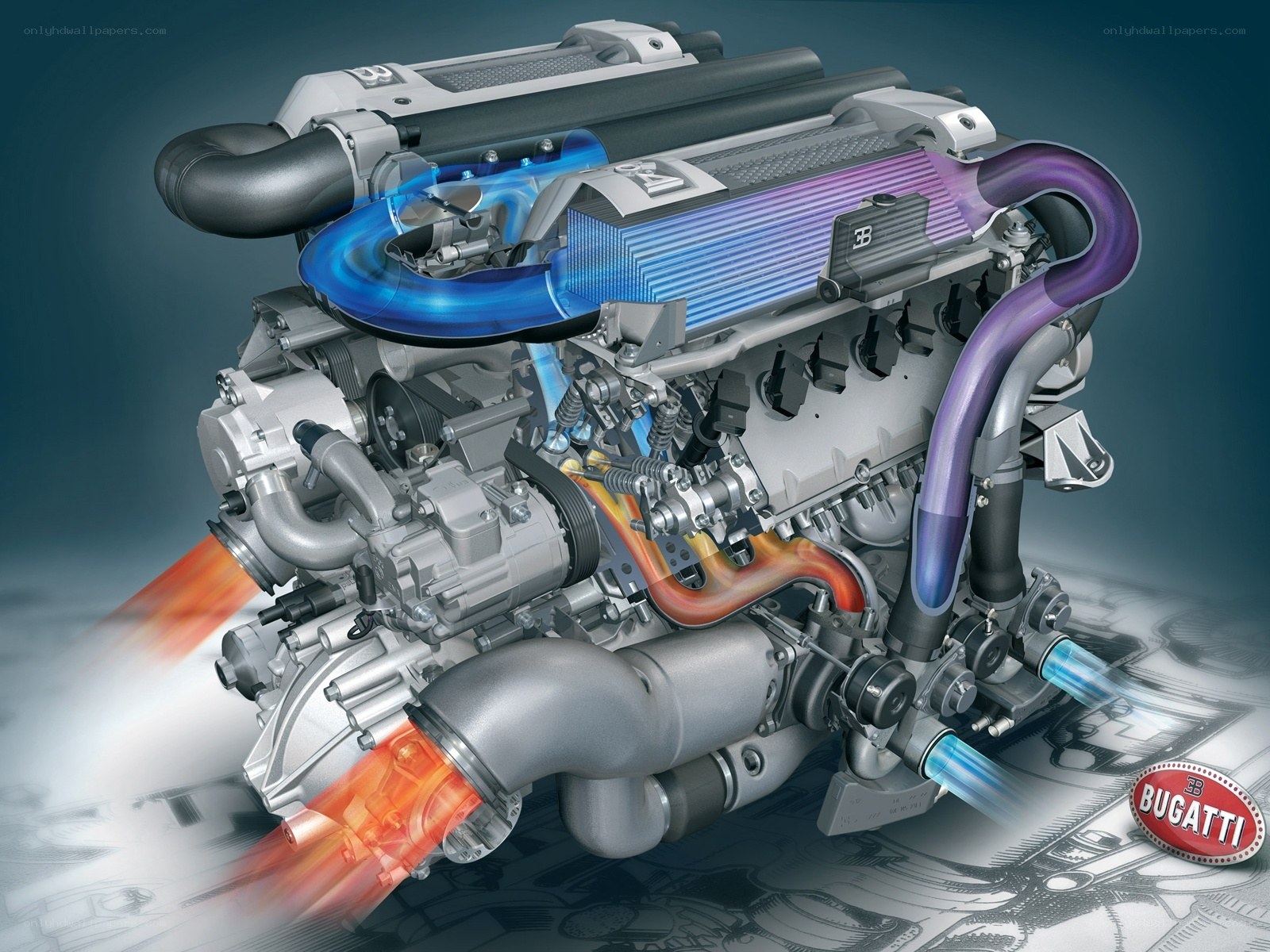 Bugatti engine cutaway