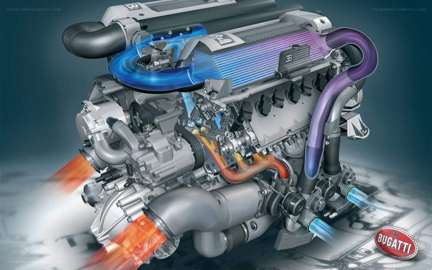 Bugatti engine cutaway