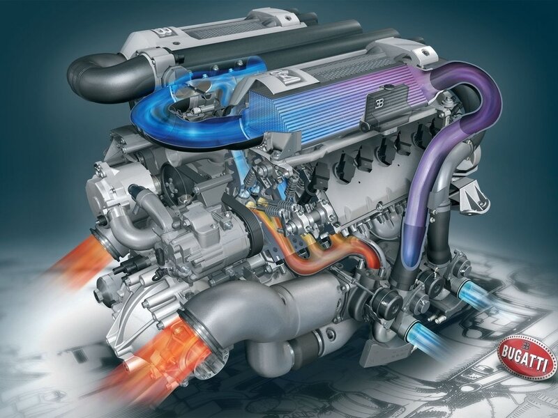 Bugatti Engine Cutaway — Silver