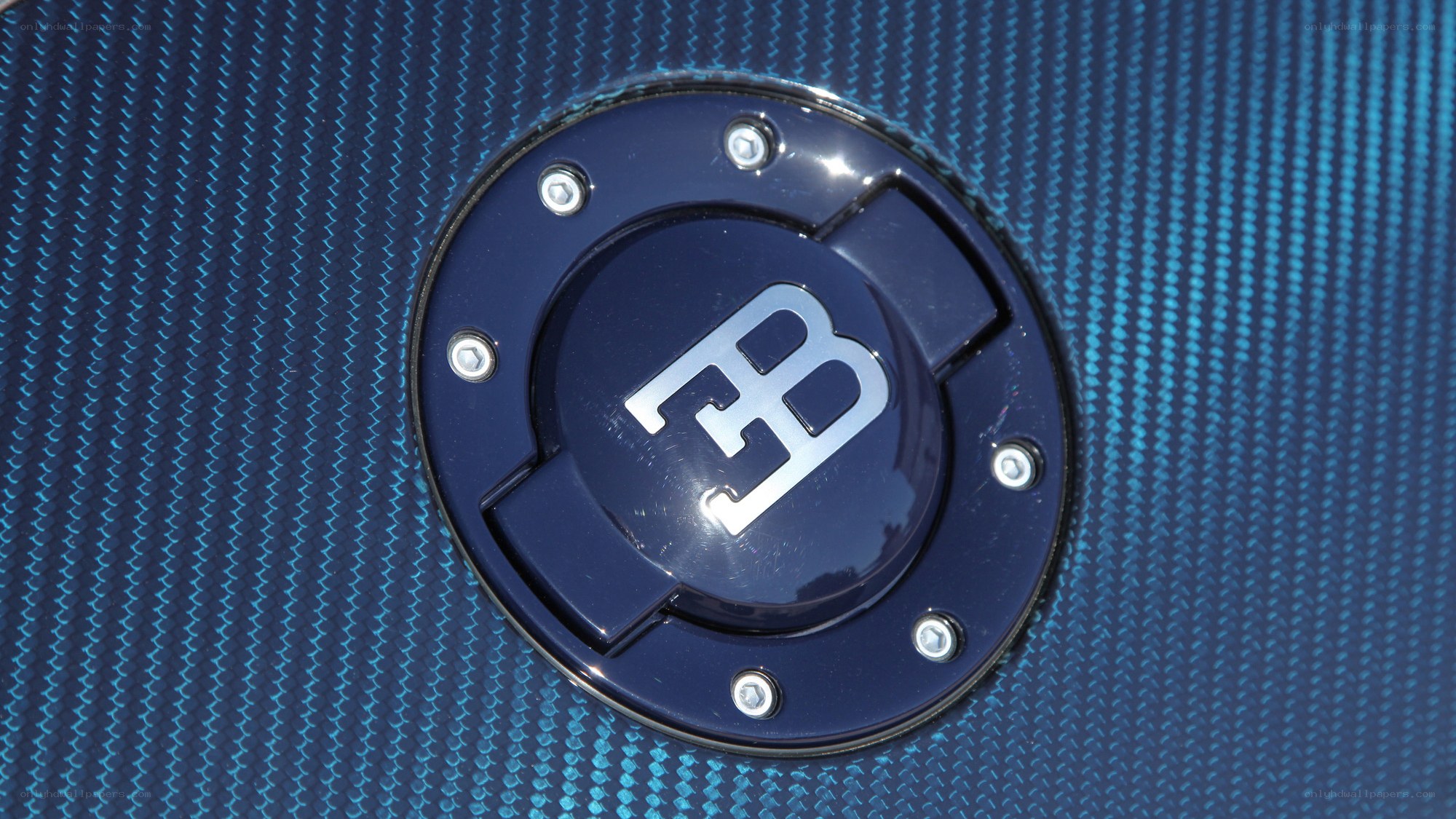 Bugatti fuel cap on carbon fiber