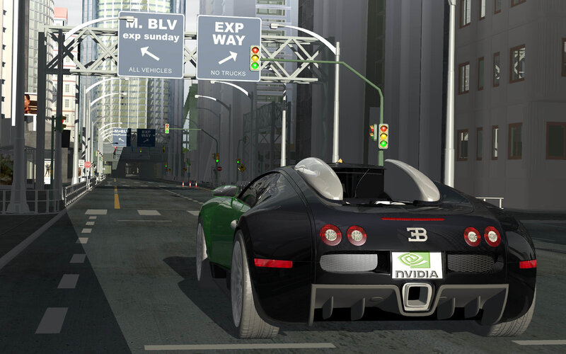 Bugatti in city traffic