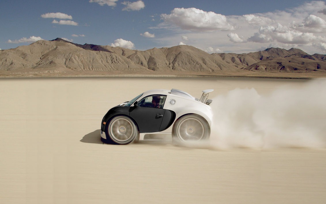 Bugatti on a desert track