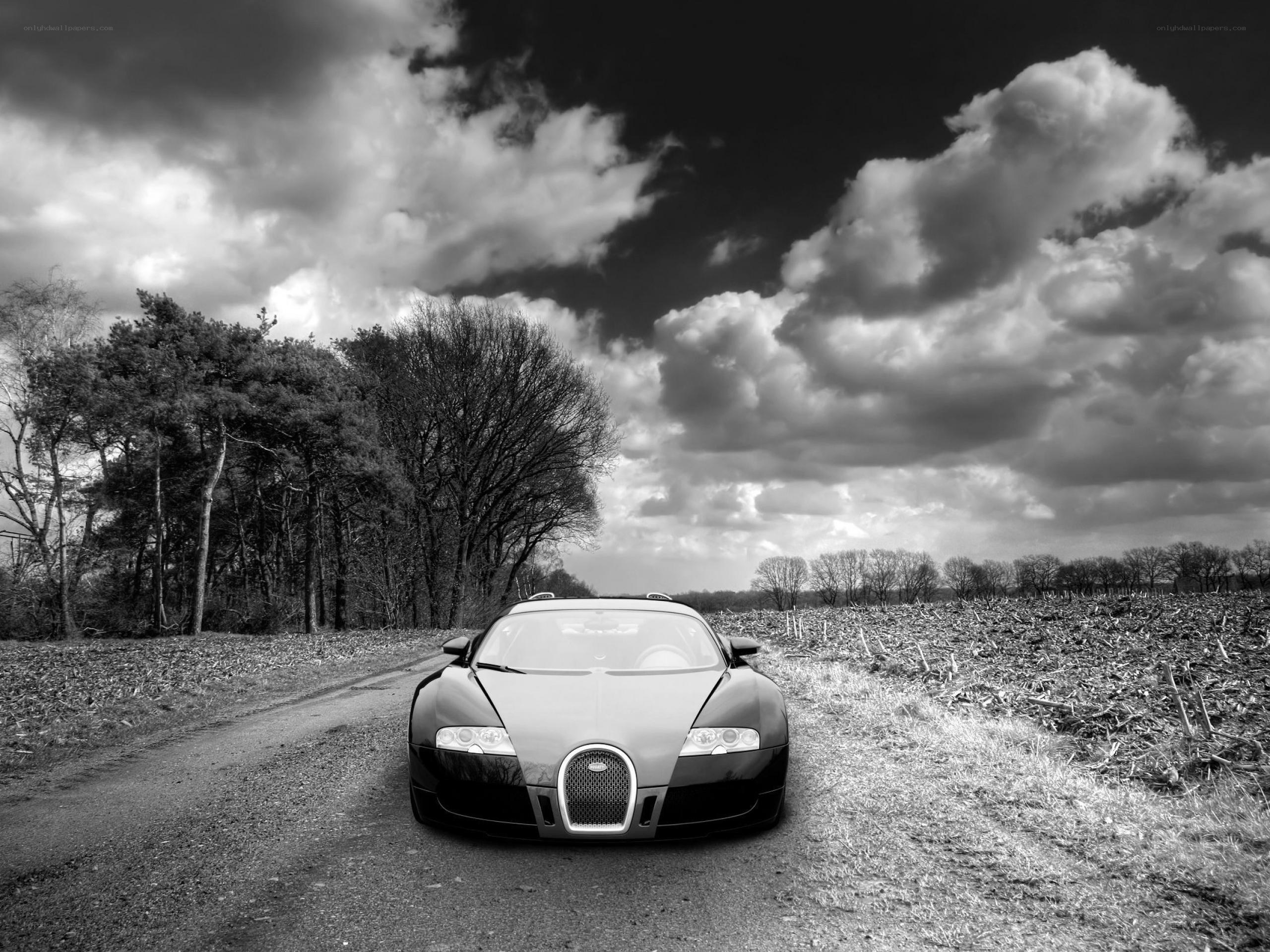 Bugatti on a rural road