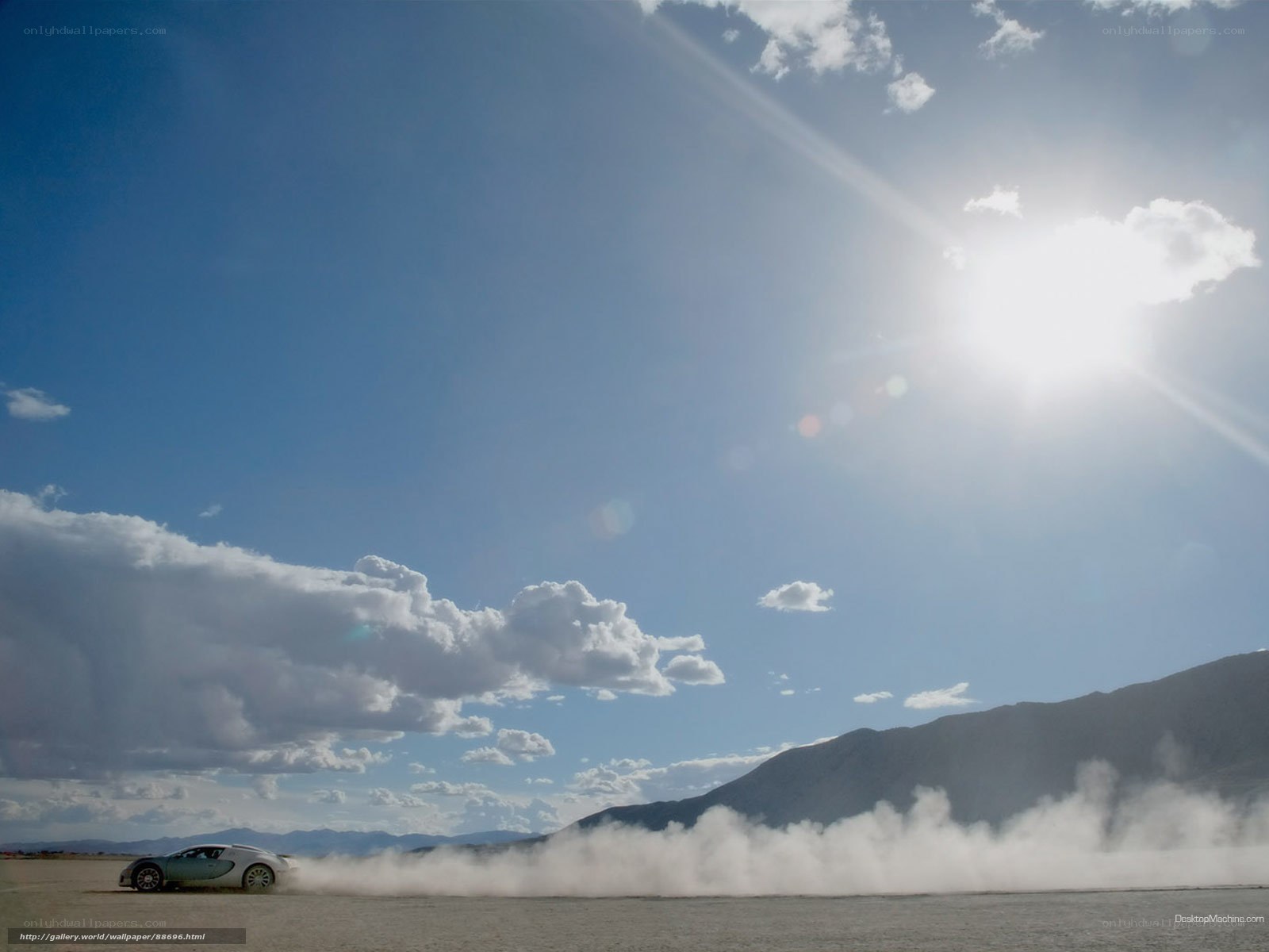 Bugatti on dusty plain