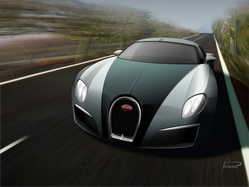 Bugatti sports car on road
