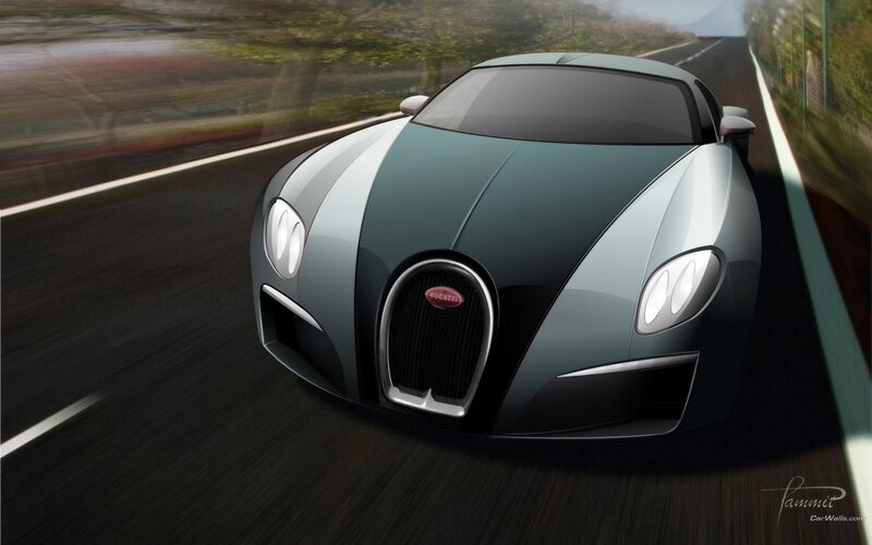 Bugatti sports car on road