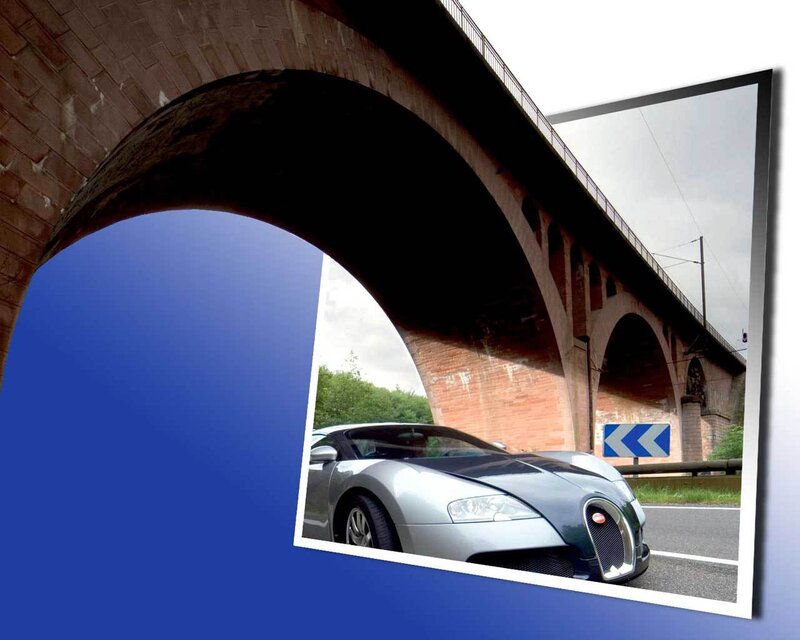 Bugatti under a bridge