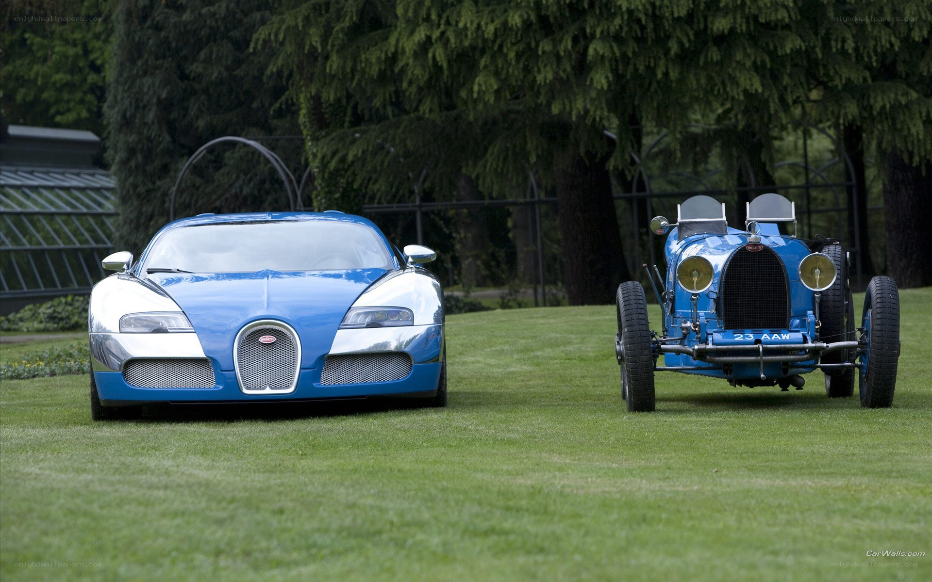 Bugatti Veyron and vintage Bugatti