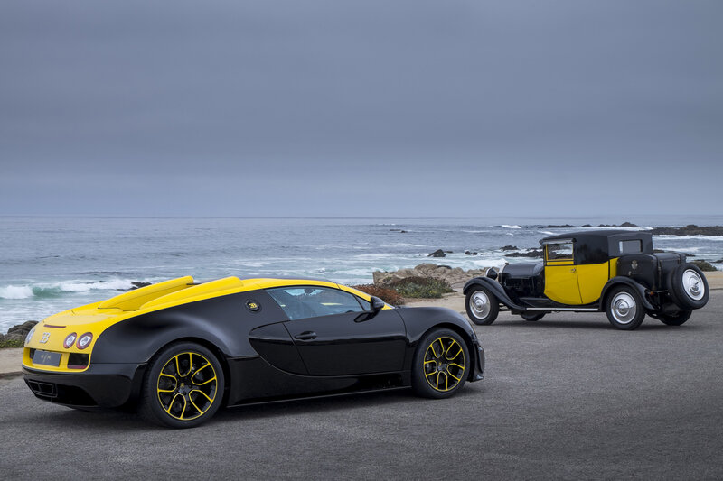 Bugatti Veyron and vintage car