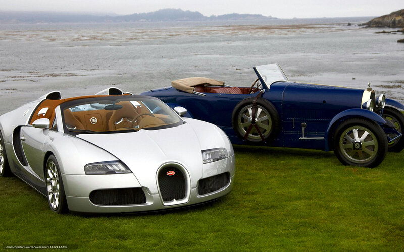 Bugatti Veyron and vintage car