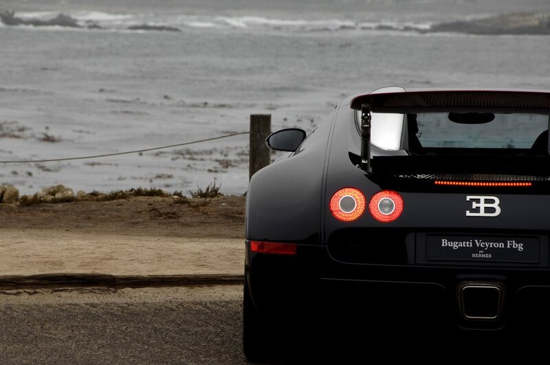 Bugatti Veyron by the coast