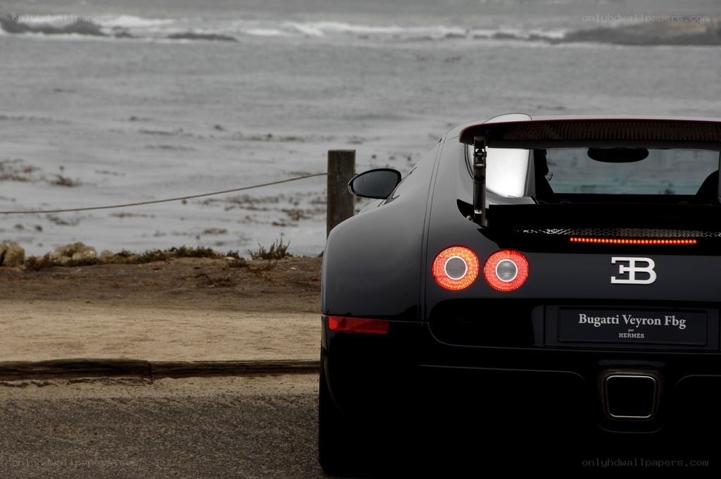 Bugatti Veyron by the coast