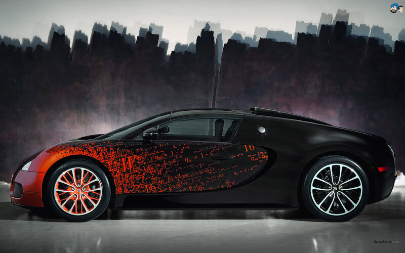 Bugatti Veyron Car — Black, Dramatic, Digital Art, Mathematical Formulas
