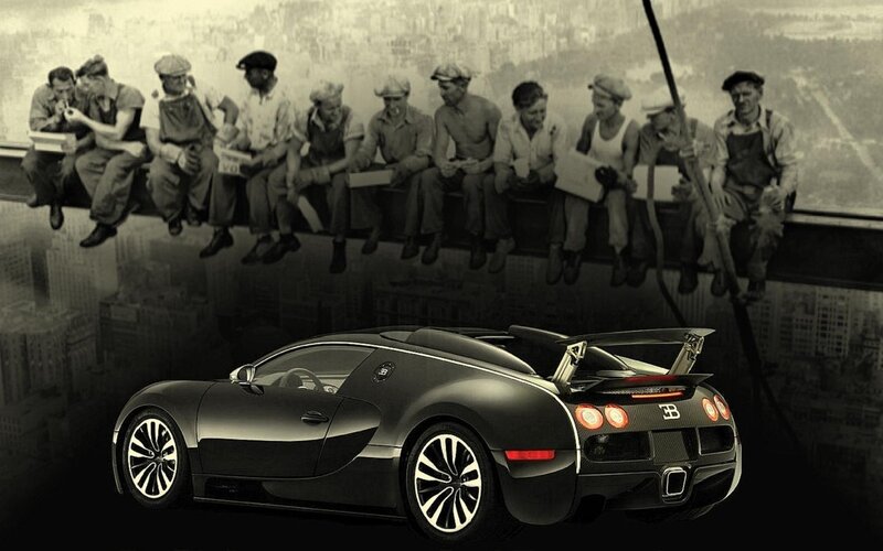 Bugatti Veyron Car — Black, Dramatic, Digital Art