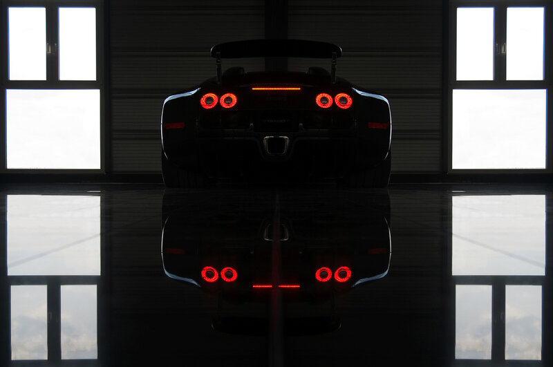 Bugatti Veyron Car — Black, Dramatic, Photograph, Windows, Reflection