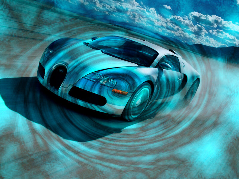 Bugatti Veyron Car — Blue, Dynamic