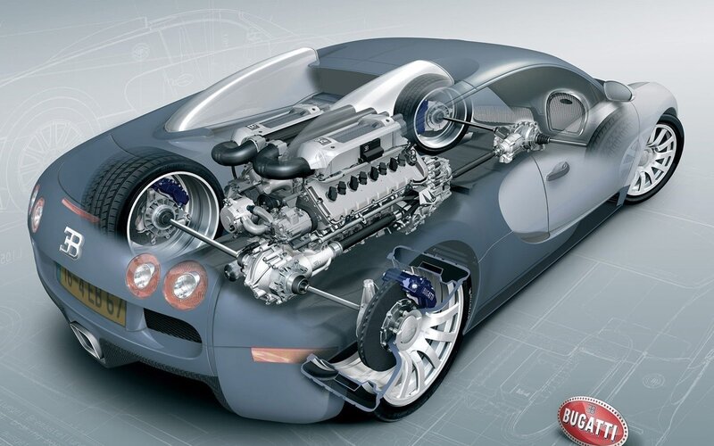 Bugatti Veyron Cutaway — Gray, Technical