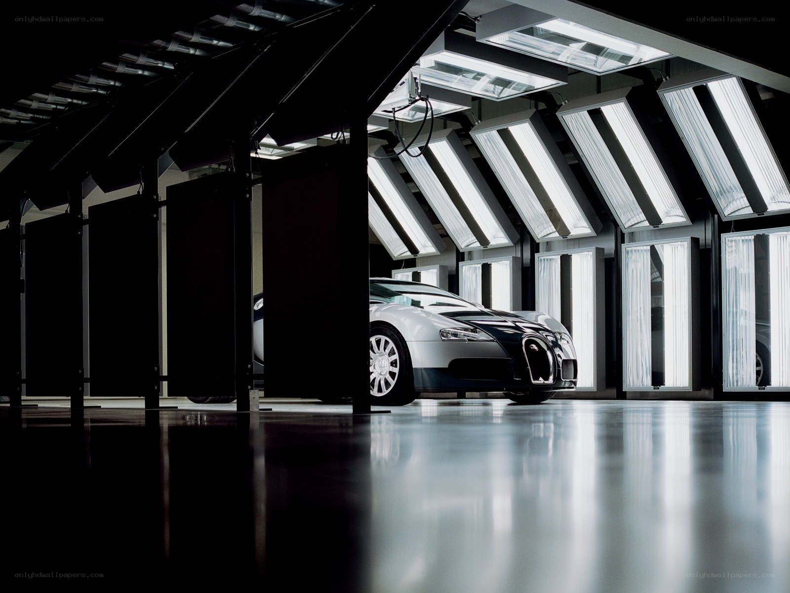 Bugatti Veyron in a modern garage