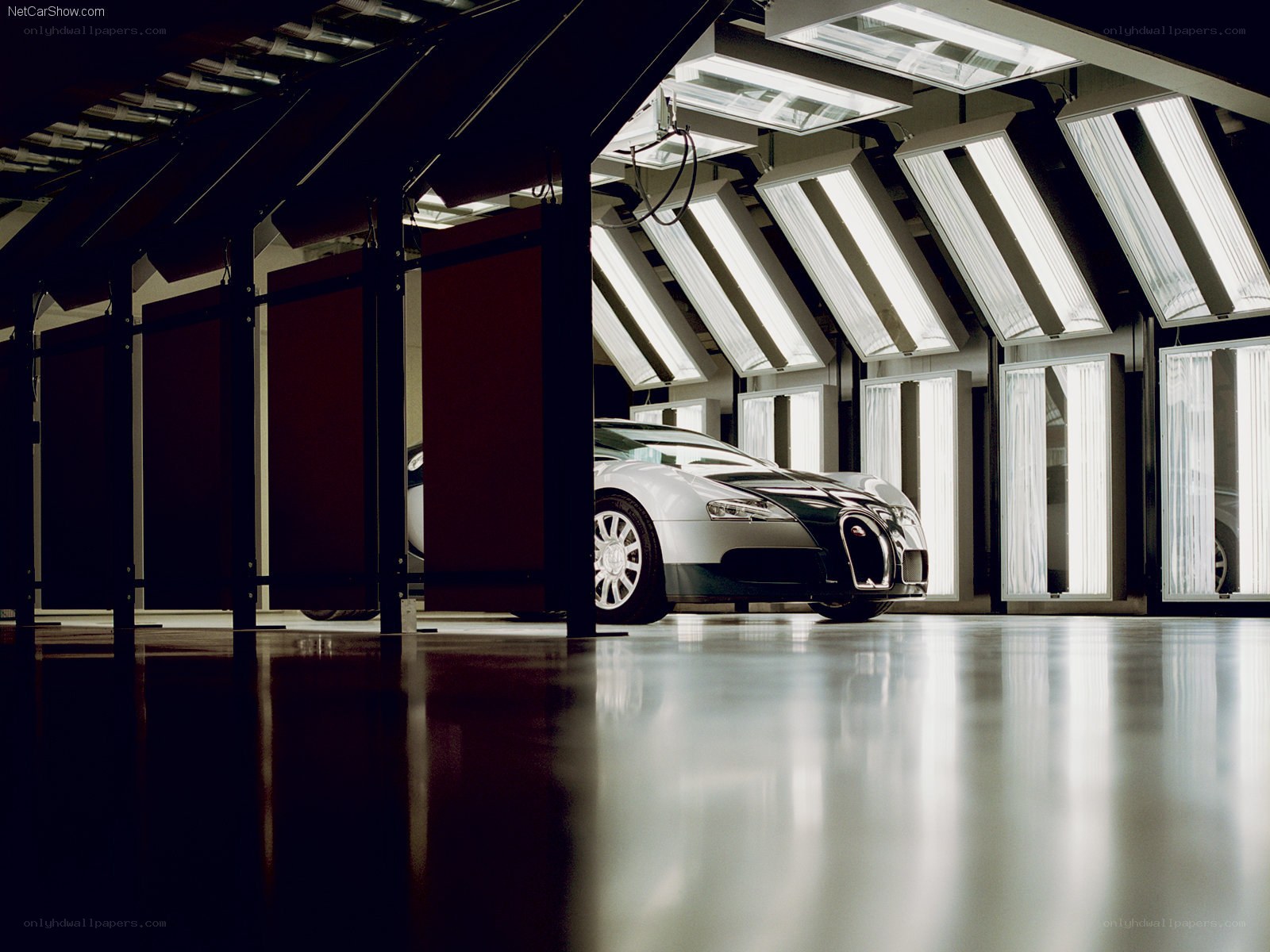 Bugatti Veyron in a modern garage