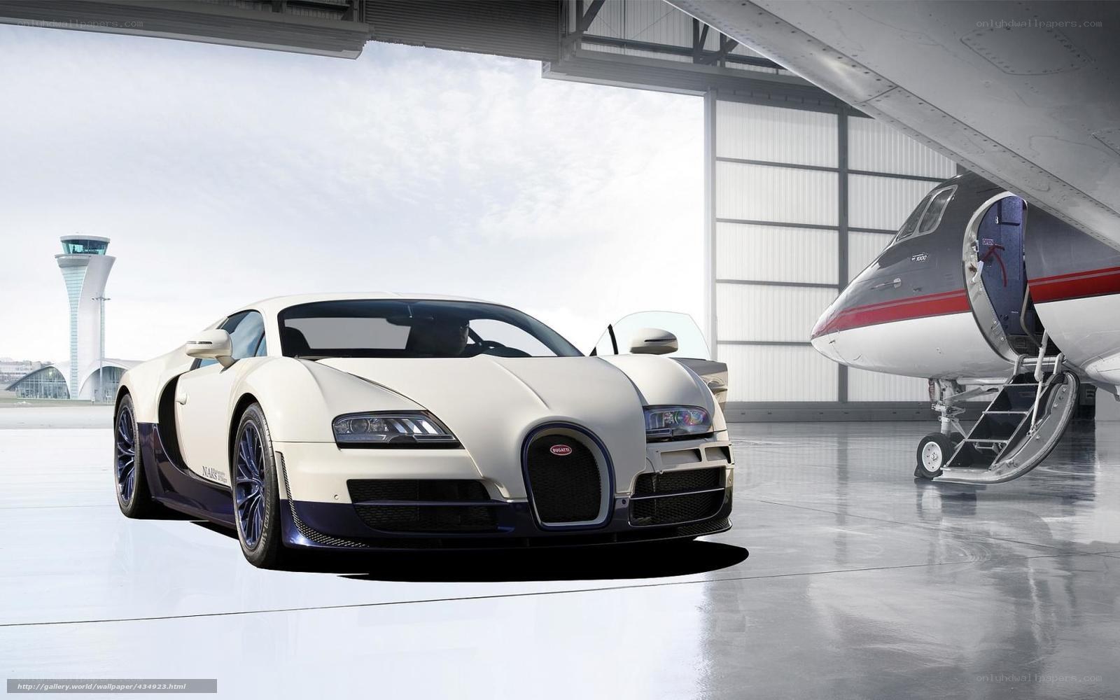 Bugatti Veyron in airport hangar