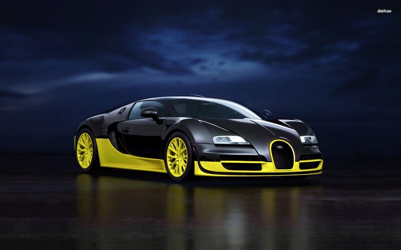 Bugatti Veyron in black and yellow
