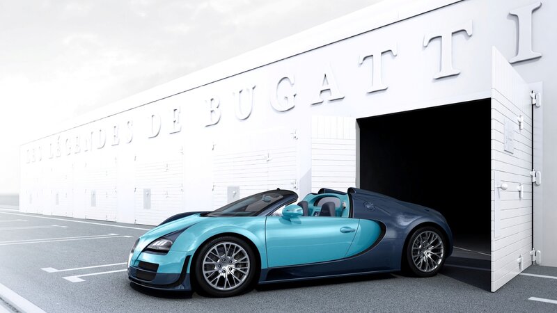 Bugatti Veyron in front of garage