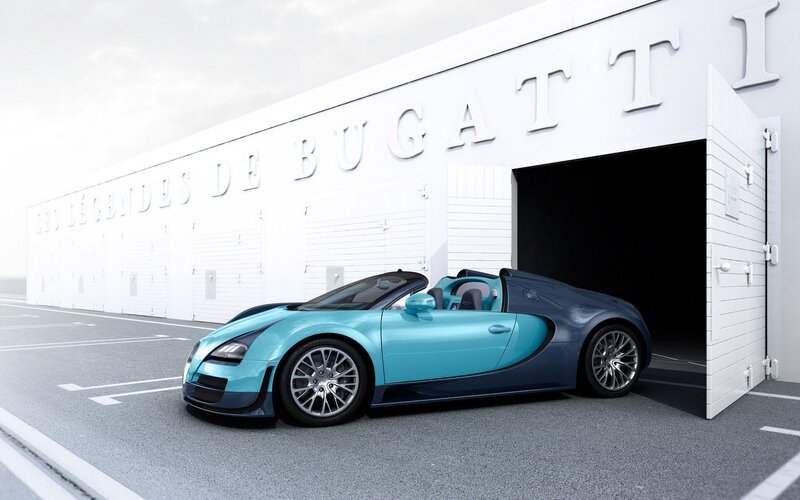 Bugatti Veyron in front of garage