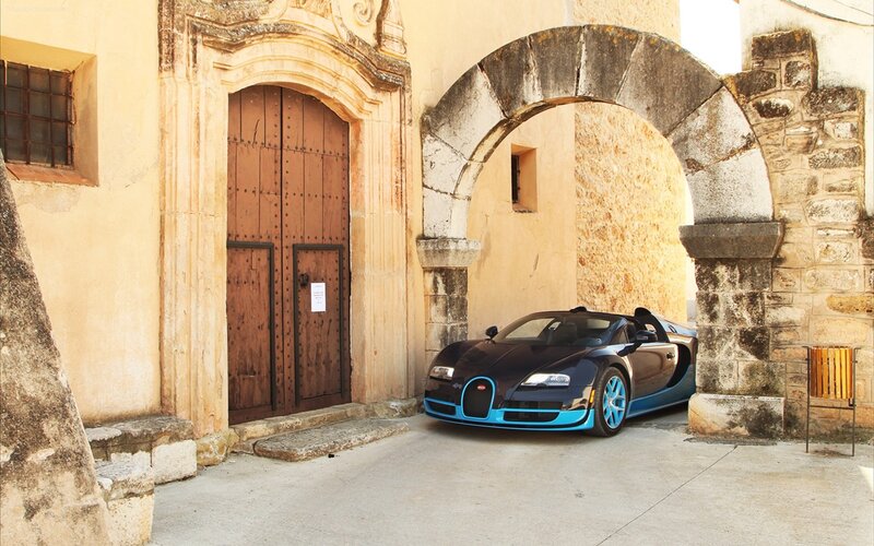 Bugatti Veyron in historic courtyard