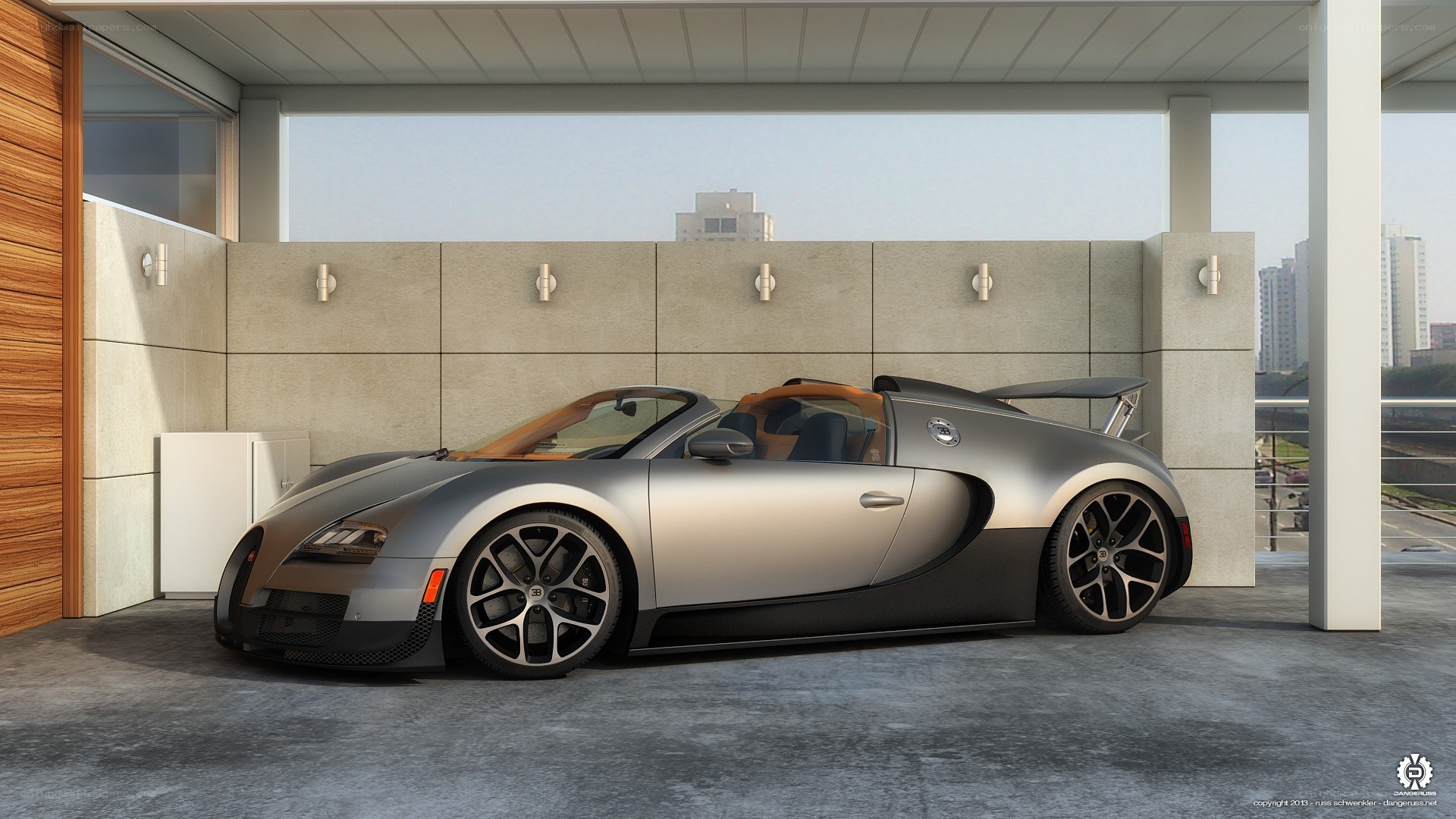Bugatti Veyron in modern garage