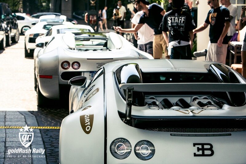 Bugatti Veyron lineup at Gold Rush Rally