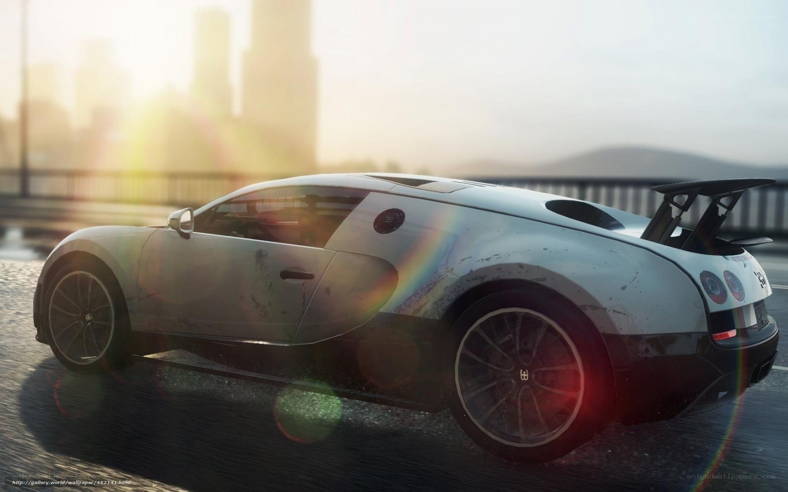 Bugatti Veyron on a city bridge