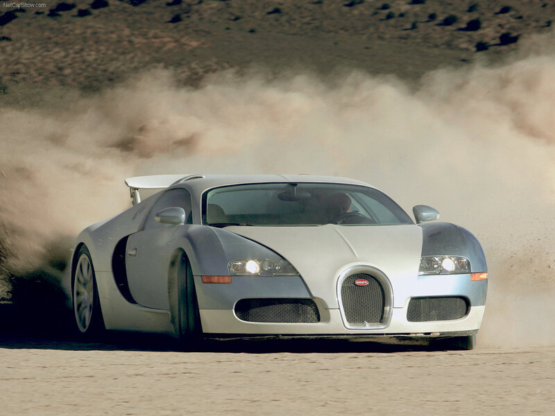 Bugatti Veyron on a dusty track