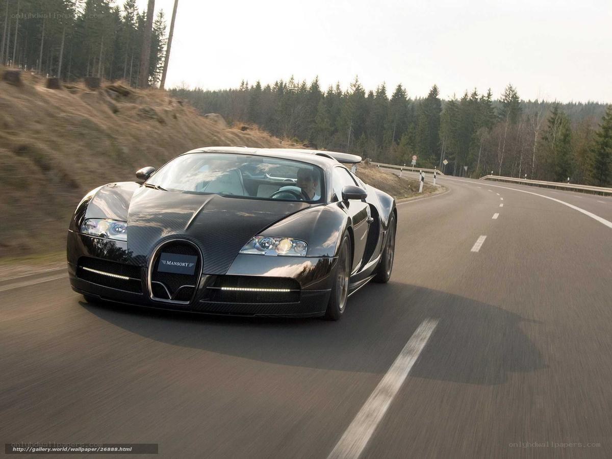 Bugatti Veyron on a forest road
