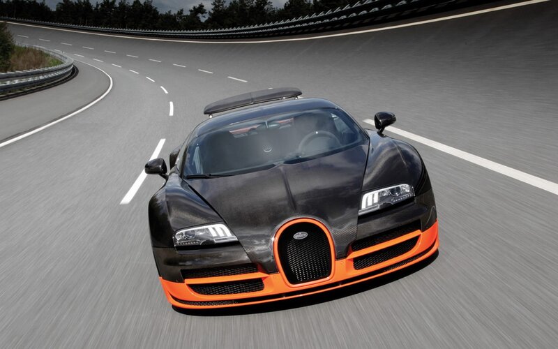 Bugatti Veyron on a racetrack