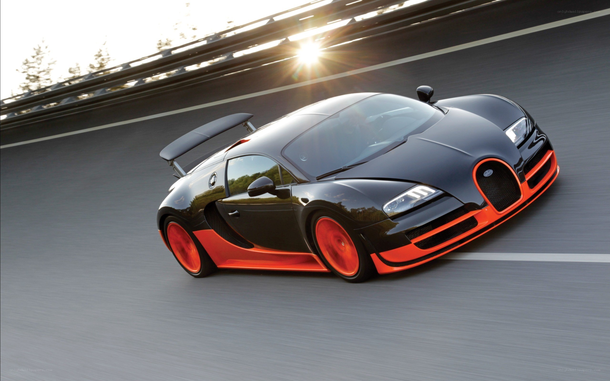 Bugatti Veyron on a racetrack