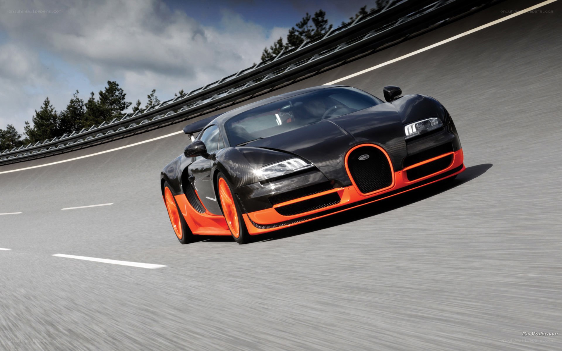 Bugatti Veyron on a racetrack