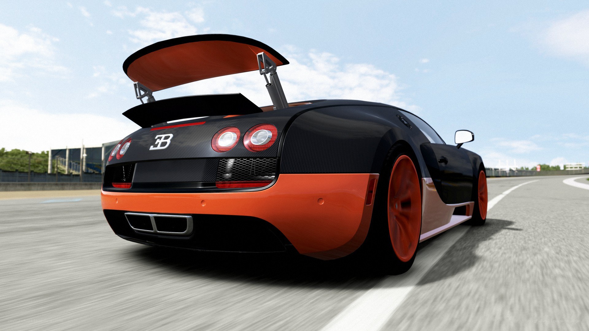 Bugatti Veyron on a racetrack