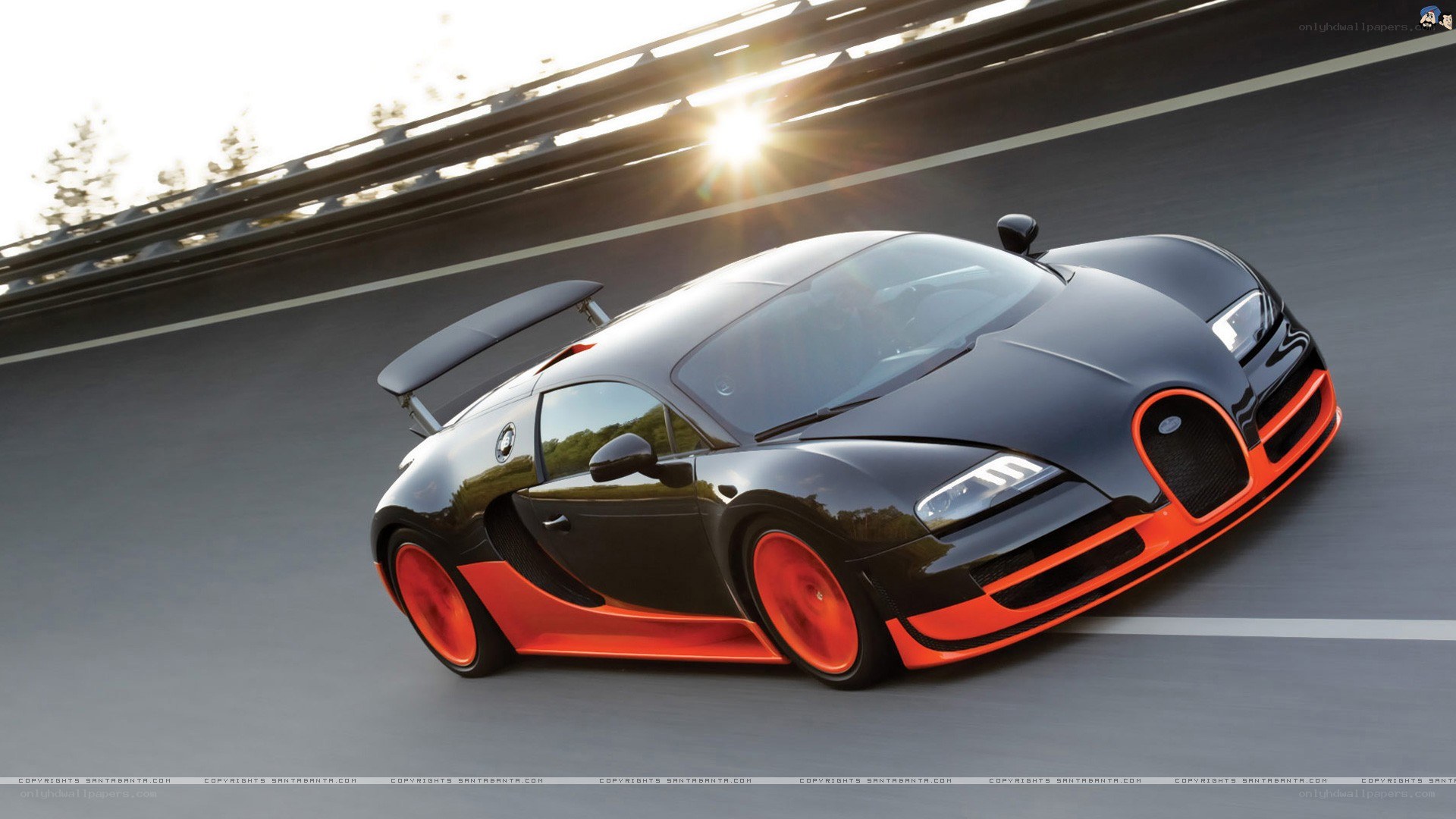 Bugatti Veyron on a racetrack