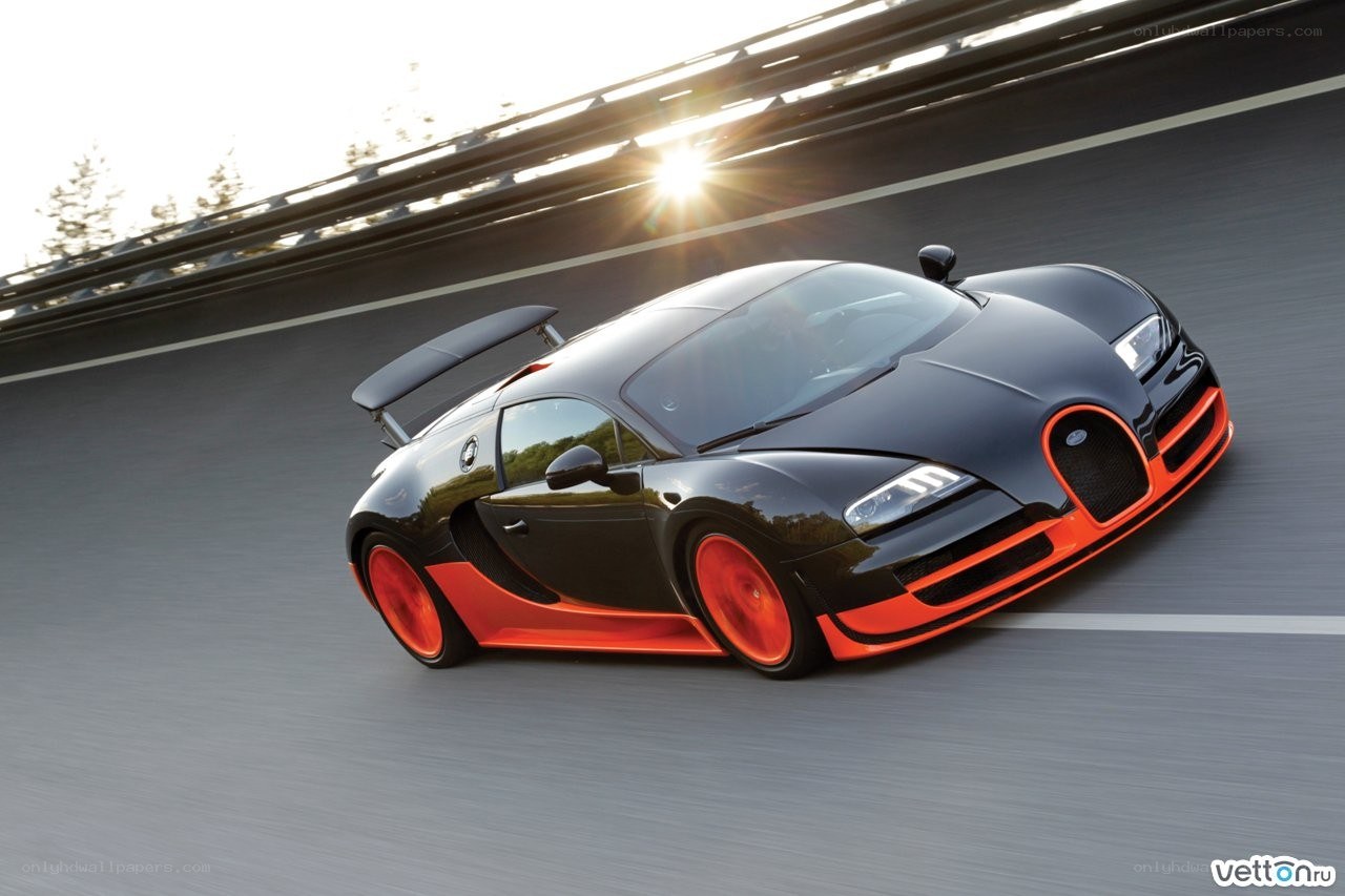 Bugatti Veyron on a racetrack