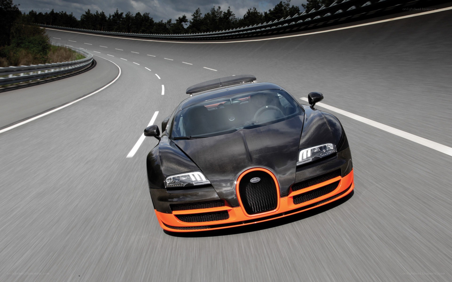 Bugatti Veyron on a racetrack