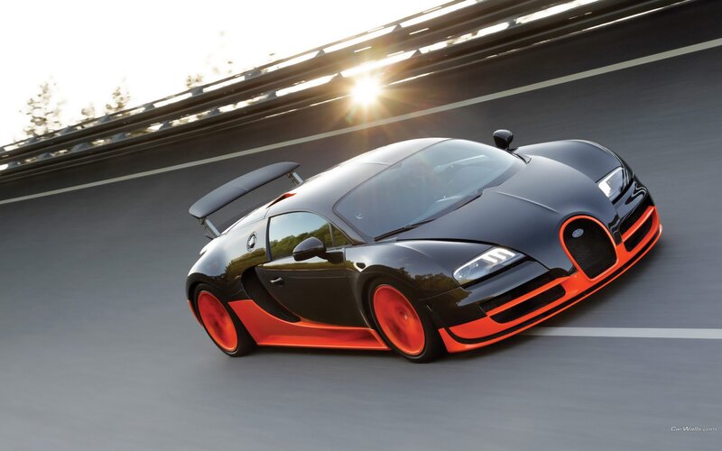 Bugatti Veyron on a racetrack