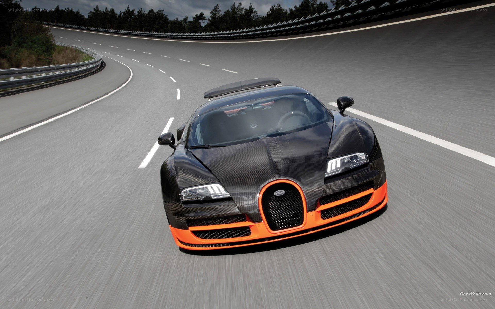 Bugatti Veyron on a racetrack